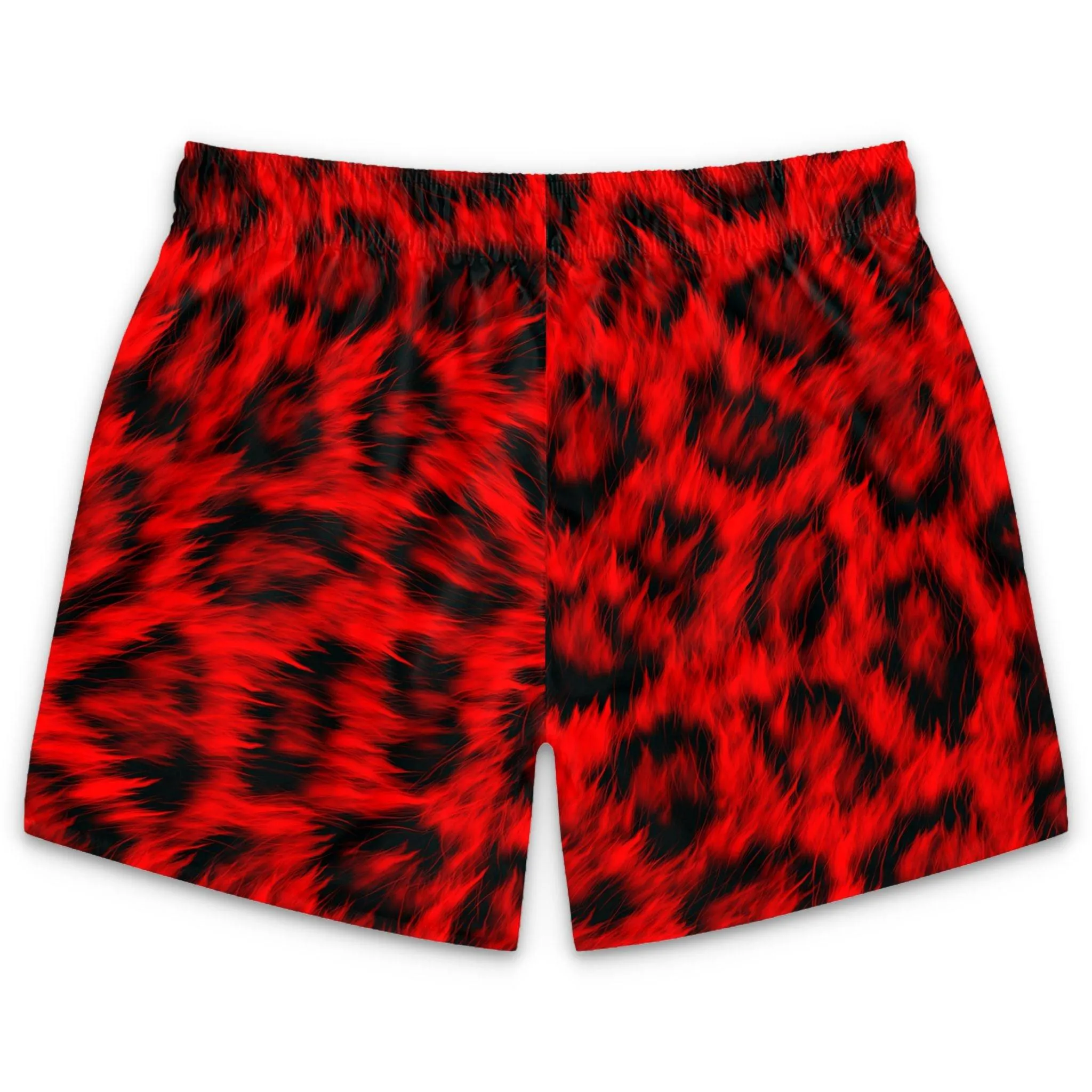 Ultra Realistic Red Leopard Fur Swim Trunks