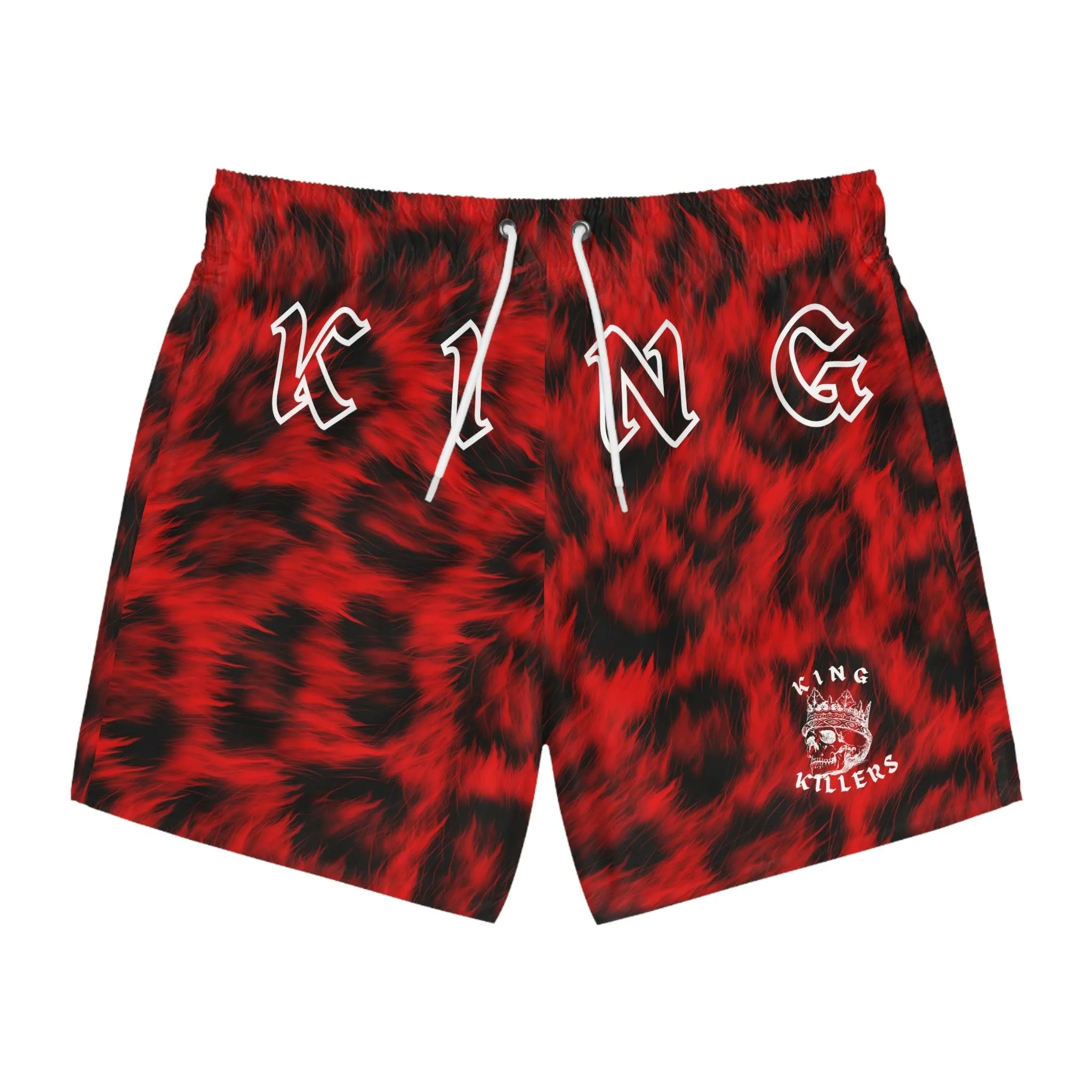Ultra Realistic Red Leopard Fur Swim Trunks