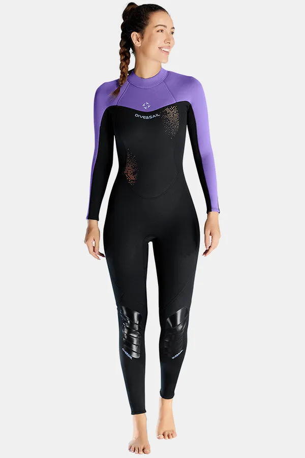 Women's 3MM Cold-Proof Long Sleeve One-Piece Purple Wetsuit