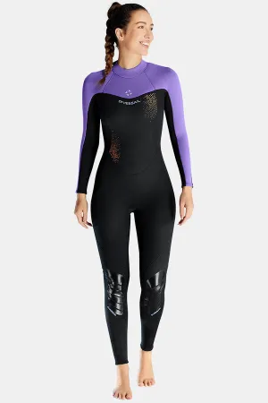 Women's 3MM Cold-Proof Long Sleeve One-Piece Purple Wetsuit