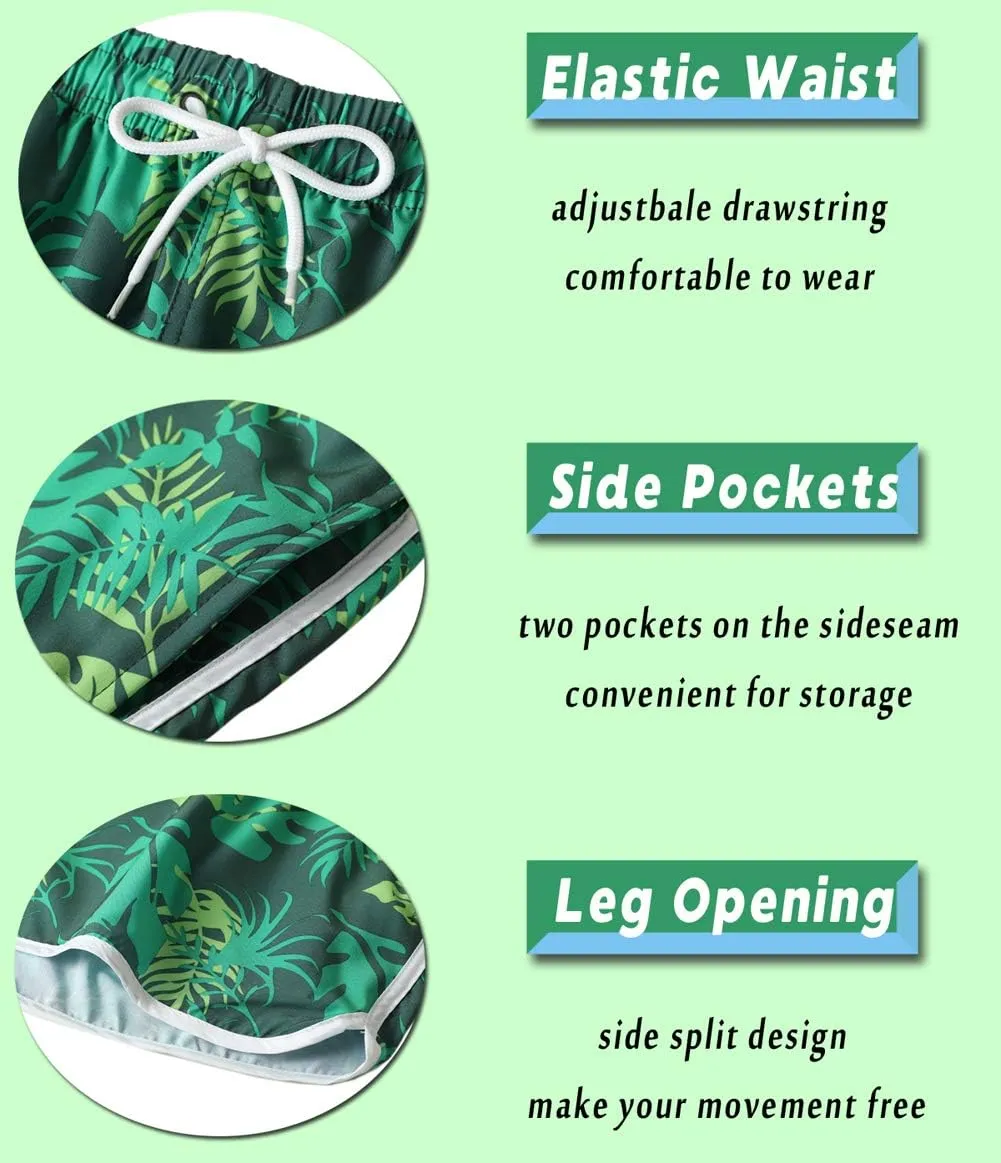 Womens Swim Shorts Floral Board Shorts Stretch Swim Bottom Beach Swimwear