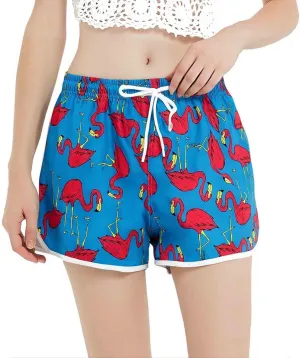 Womens Swim Shorts Floral Board Shorts Stretch Swim Bottom Beach Swimwear