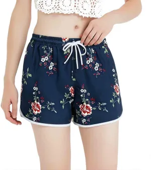 Womens Swim Shorts Floral Board Shorts Stretch Swim Bottom Beach Swimwear